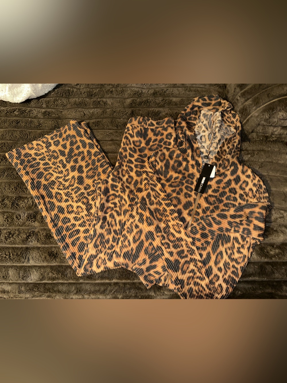 Fashion Nova Leopard Print Wide Leg Pants SET - Brown & Black